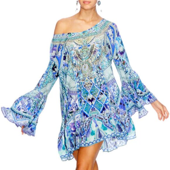 Camilla A Line Frill Dress The Blue Market Size Small b107 - Picture 9 of 13